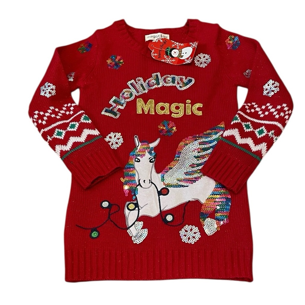 Holiday Magic Unicorn Sequence Dress Size M(5)
